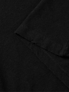 SAINT LAURENT - Distressed Cotton and Linen-Blend Jersey T-Shirt - Black
