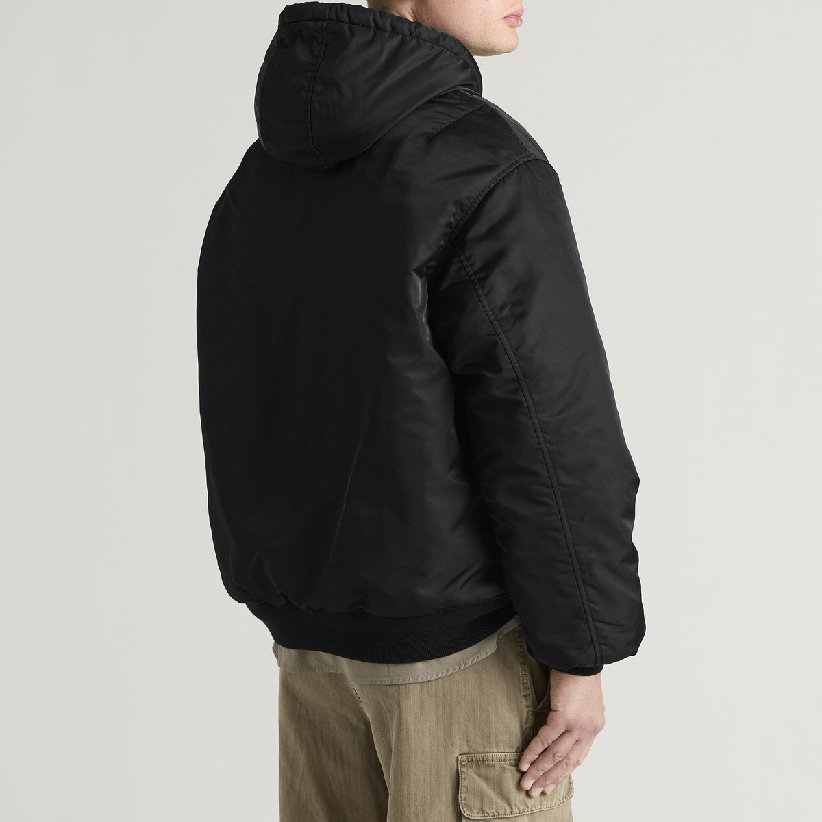 FrizmWORKS Men's Active Ma-1 Hooded Parka Jacket in Black