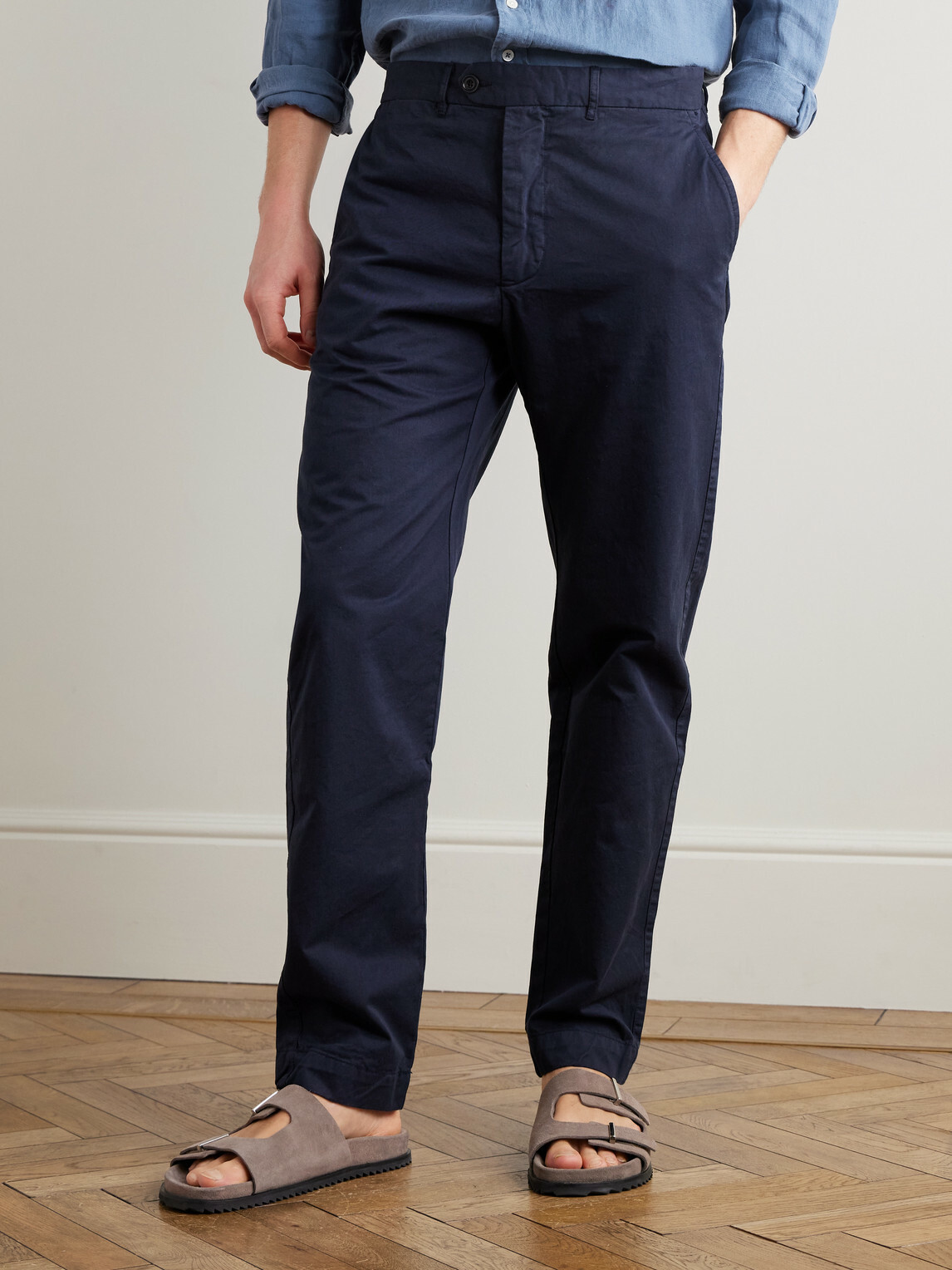 Hartford - Taylor Straight-Leg Cotton-Gabardine Trousers - Blue
