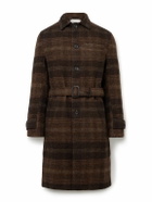 Oliver Spencer - Grandpa Belted Checked Wool-Felt Coat - Brown