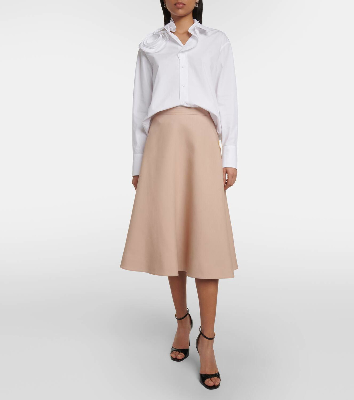 Valentino Floral-appliqué cotton poplin shirt Valentino