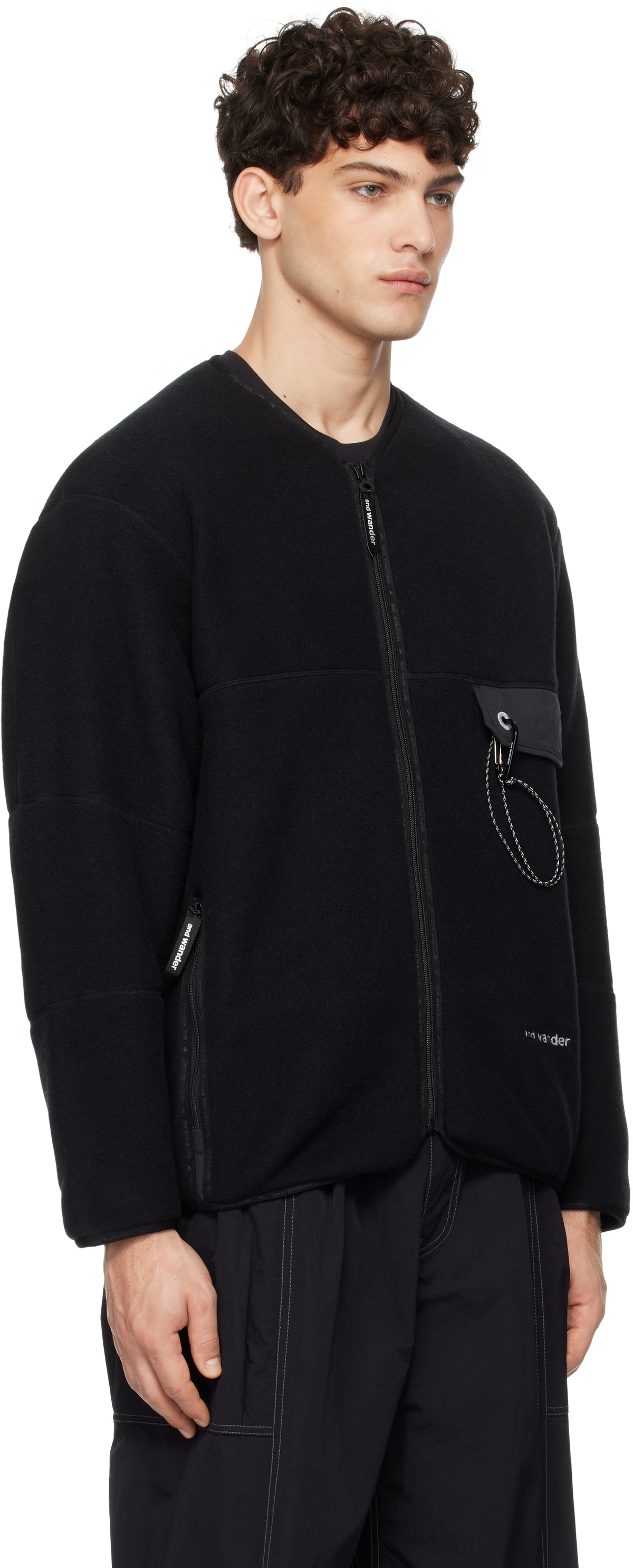 and wander Black Wool Fleece Cardigan