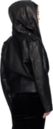 ALAÏA Black Hooded Biker Leather Jacket
