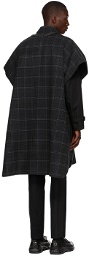 Burberry Gray Wool Cashmere Vintage Check Cape
