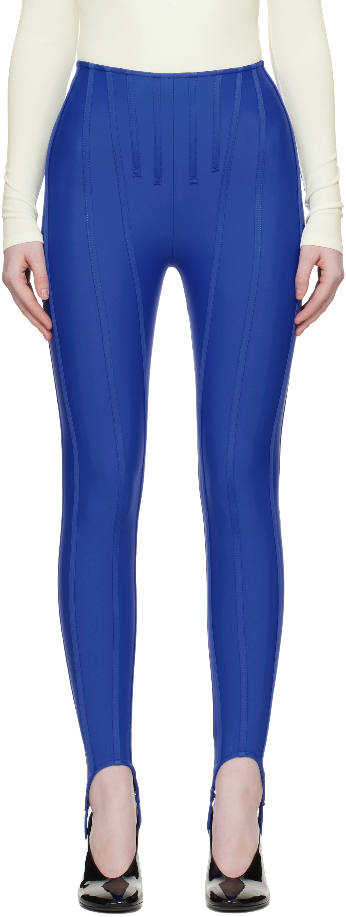 Mugler SSENSE Exclusive Blue Corseted Leggings