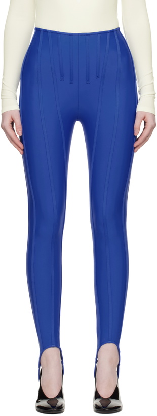 Photo: Mugler SSENSE Exclusive Blue Corseted Leggings
