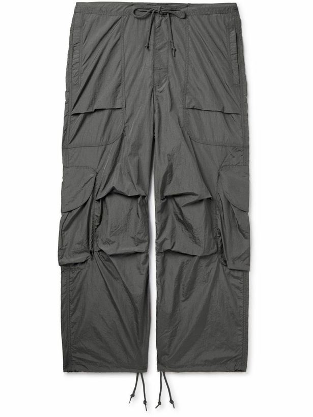 Photo: Entire Studios - Gocar Wide-Leg Cotton and Nylon-Blend Poplin Drawstring Cargo Trousers - Gray