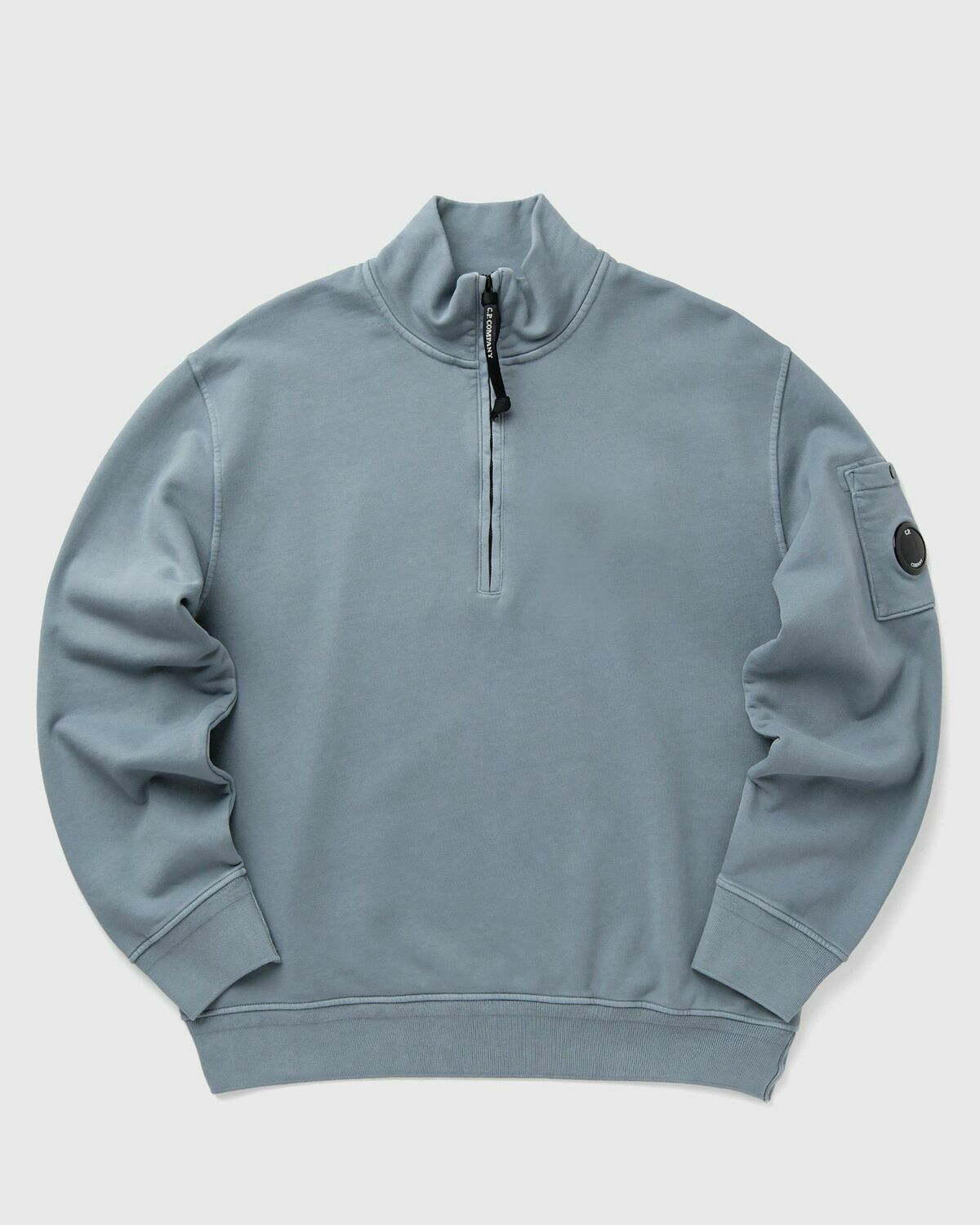 C.P. Company COTTON DIAGONAL FLEECE HALF ZIP SWEATSHIRT Grey Mens