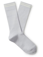 Mr P. - Striped Cotton-Blend Piqué Socks