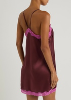 Love Stories Willow Lace-trimmed Silk Chemise Burgundy