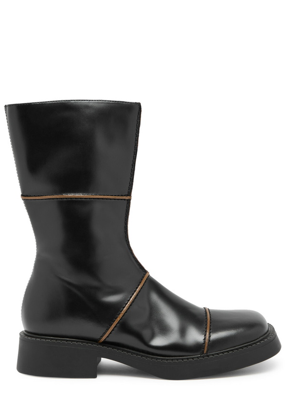 Photo: Miista Dahlia Panelled Leather Ankle Boot Black