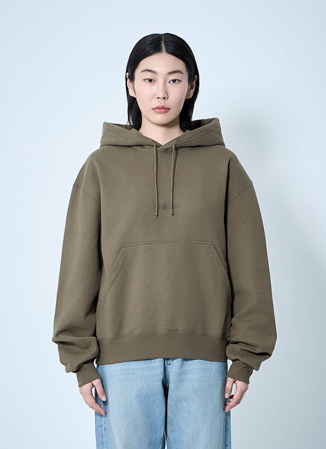 Saint Laurent Hooded Logo Motif Sweatshirt