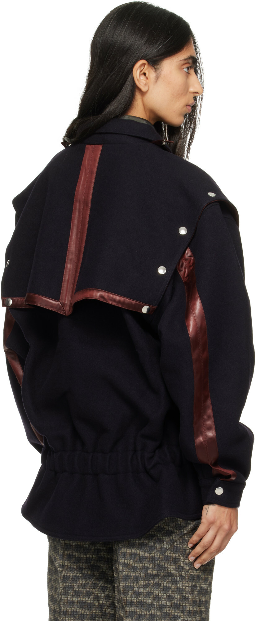 Kiko Kostadinov Navy Heron Belted Jacket