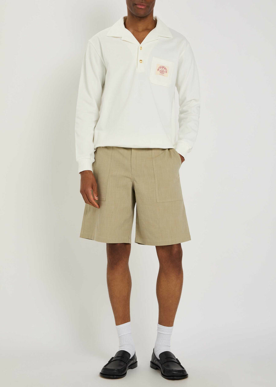DRÔLE DE Monsieur Short Elastiqué Textured Canvas Shorts Khaki
