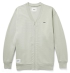 WTAPS - Club Appliquéd Logo-Embroidered Fleece-Back Cotton-Blend Jersey Cardigan - Gray