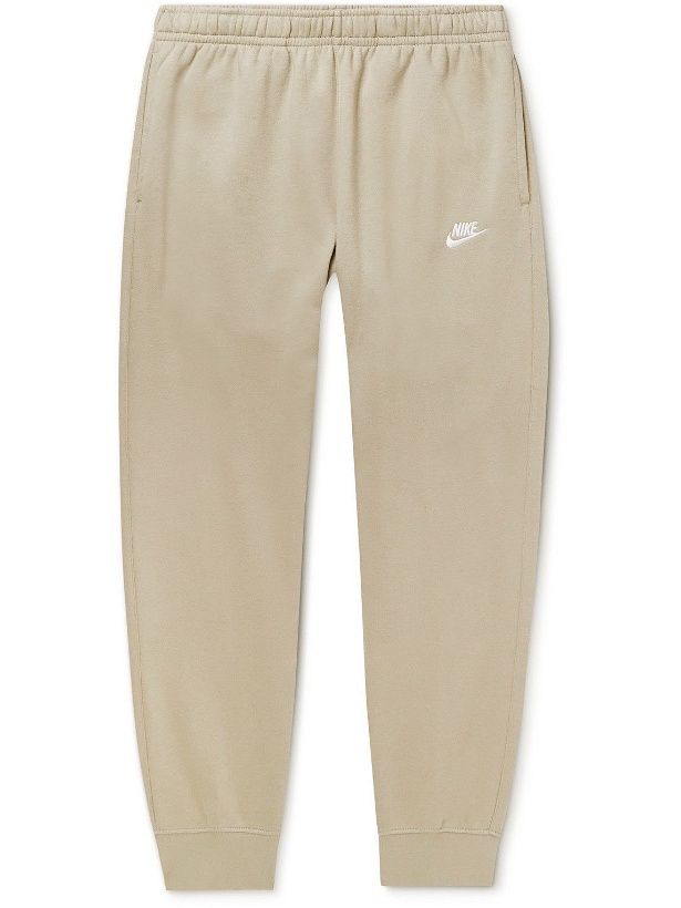 Photo: Nike - Sportswear Club Tapered Logo-Embroidered Cotton-Blend Tech Fleece Sweatpants - Neutrals