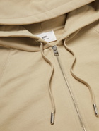 AMI PARIS - Logo-Embroidered Organic Cotton-Jersey Zip-Up Hoodie - Neutrals