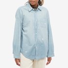 R13 Women's Boxy Button-Up Shirt in Vintage Blue Chambray