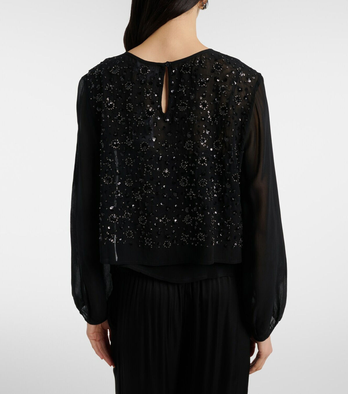 Velvet Marlowe sequinned sheer top