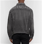 Balenciaga - Logo-Print Denim Jacket - Gray