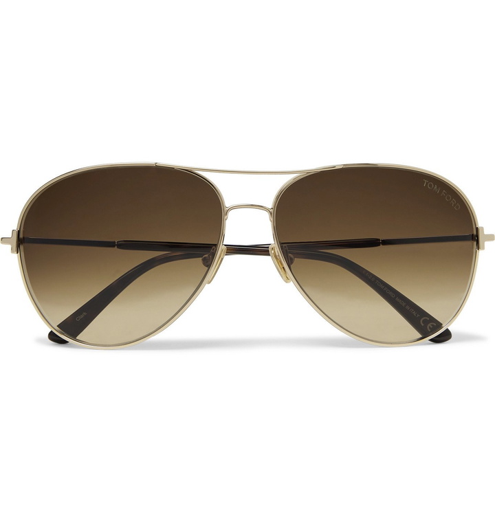 Photo: TOM FORD - Clark Aviator-Style Rose Gold-Tone and Tortoiseshell Acetate Sunglasses - Rose gold