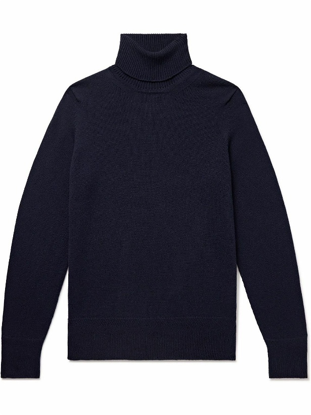 Photo: John Smedley - Kolton Slim-Fit Recycled-Cashmere and Merino Wool-Blend Rollneck Sweater - Blue