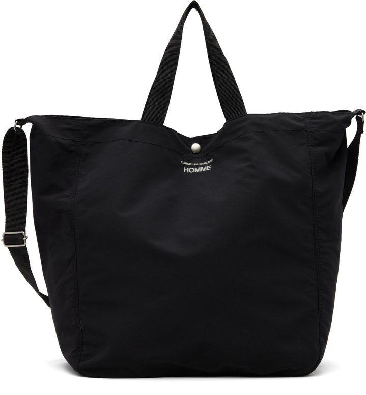 Photo: Comme des Garçons Homme Black Cotton Nylon Grosgrain Tote