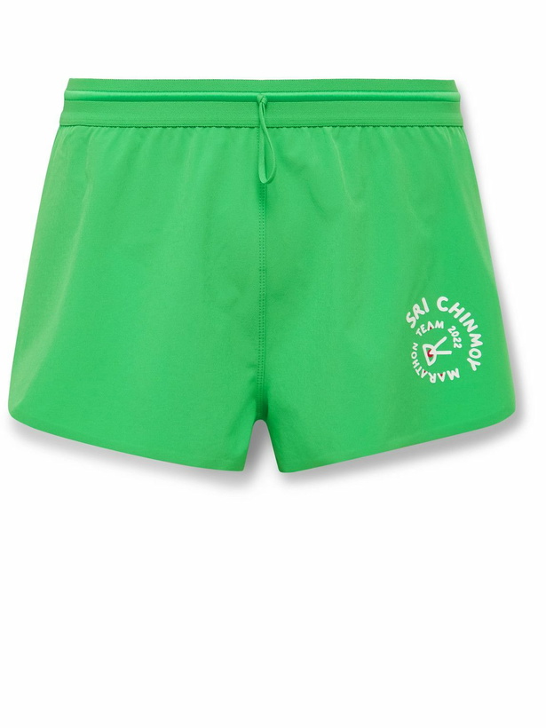 Photo: DISTRICT VISION - Sri Chinmoy Centre Mula Slim-Fit Logo-Print Stretch-Shell Shorts - Green