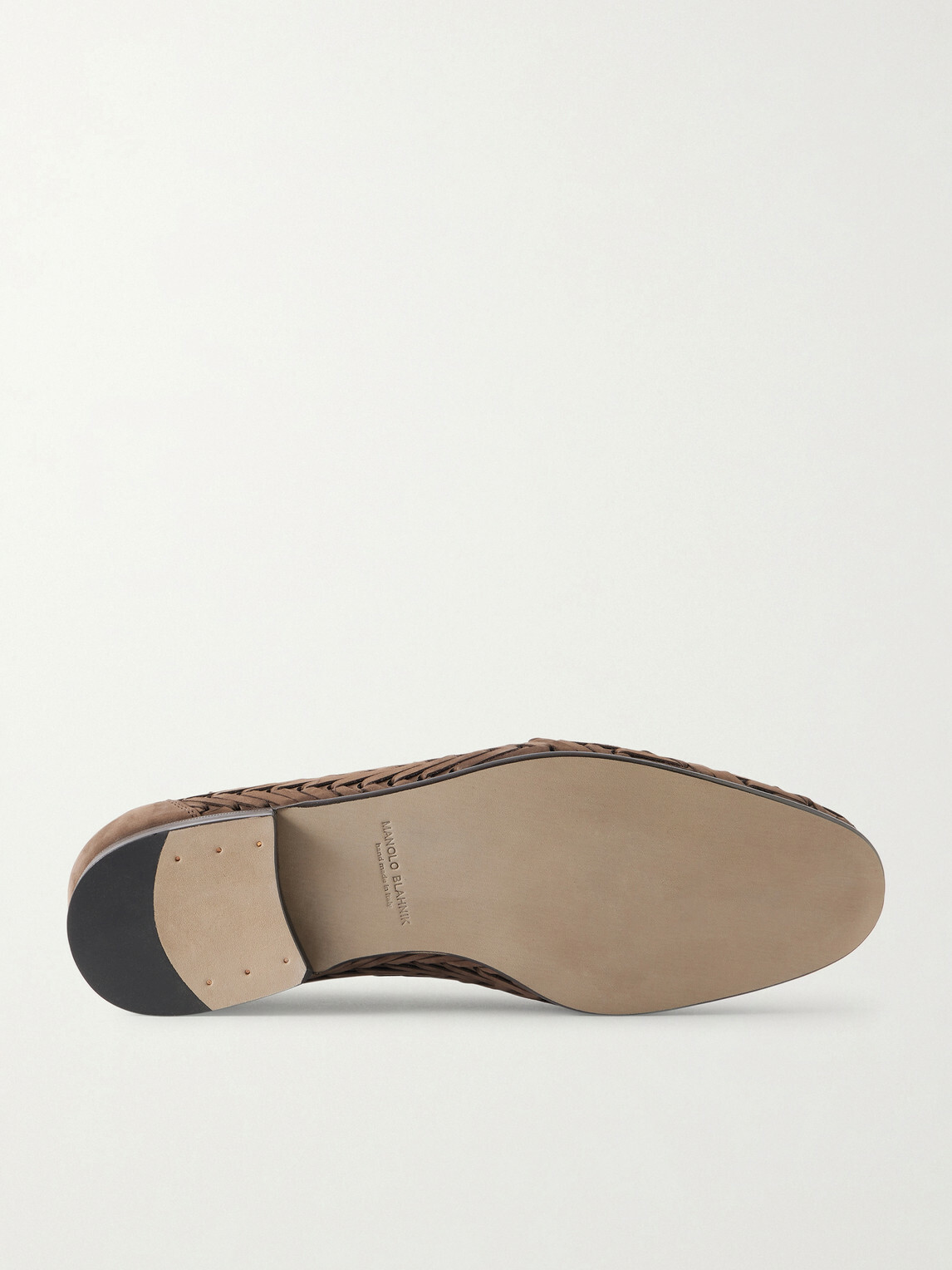 Manolo Blahnik - Mario Woven Suede Loafers - Brown