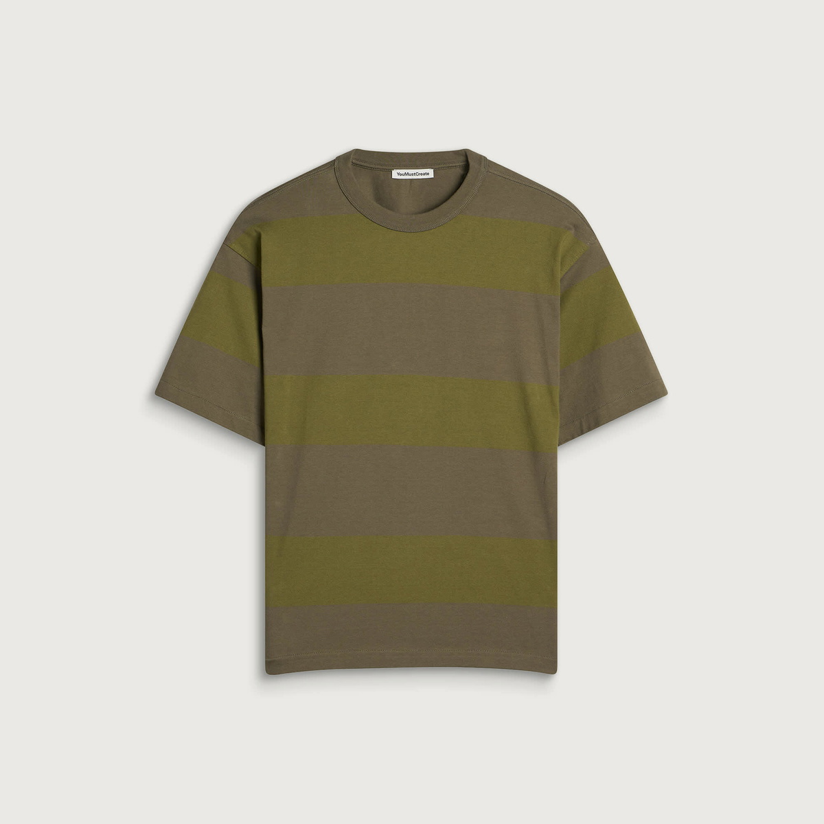 YMC Men's Triple Wide Stripe T-Shirt in Green Multi