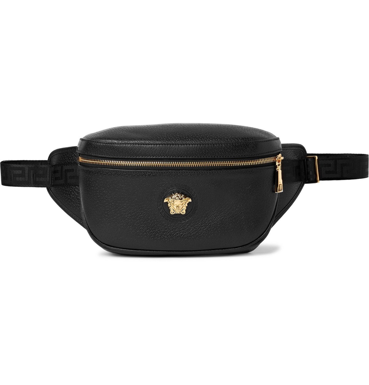 Versace - Logo-Embellished Textured-Leather Belt Bag - Black Versace