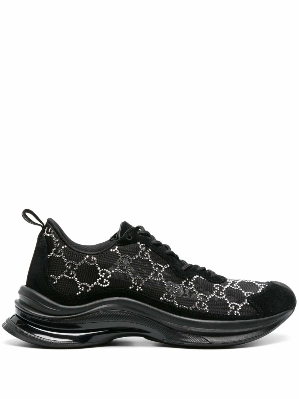 Gucci Black Gucci Run GG Crystal-Embellished Sneakers Gucci