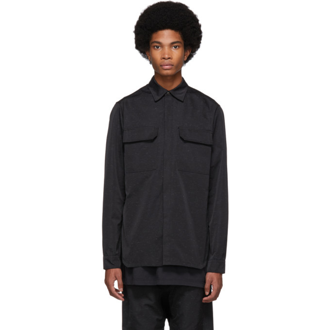 Photo: Rick Owens Black Textured Satin Work Shirt