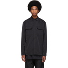 Rick Owens Black Textured Satin Work Shirt