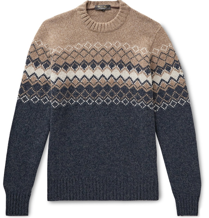 Photo: Loro Piana - Fair Isle Baby Cashmere Sweater - Blue