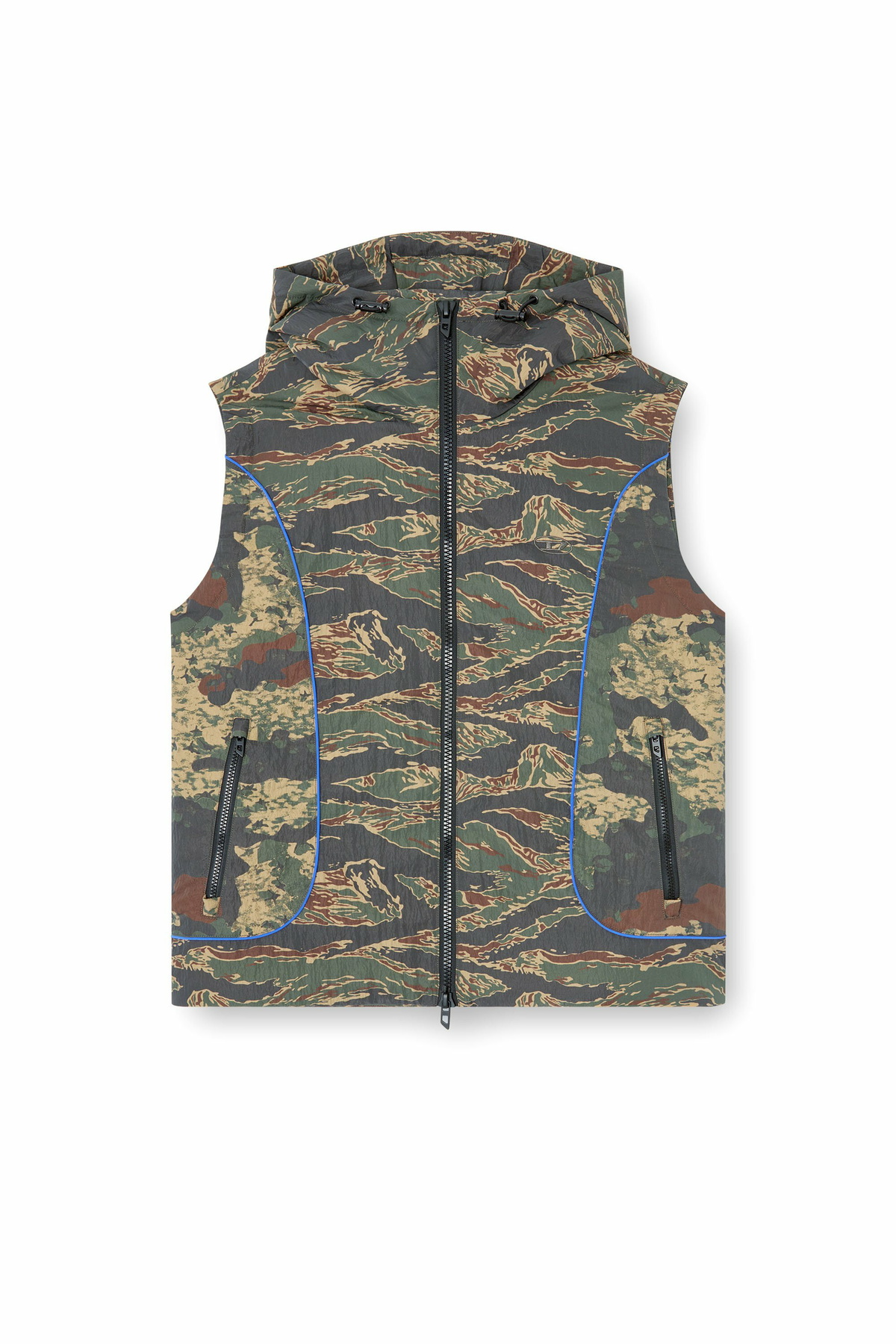Diesel Hooded vest with mixed camo prints - Jackets Mens in Multicolor