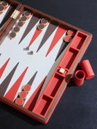 Assouline - Pebble-Grain Leather, Brass and Wood Backgammon Set - Red