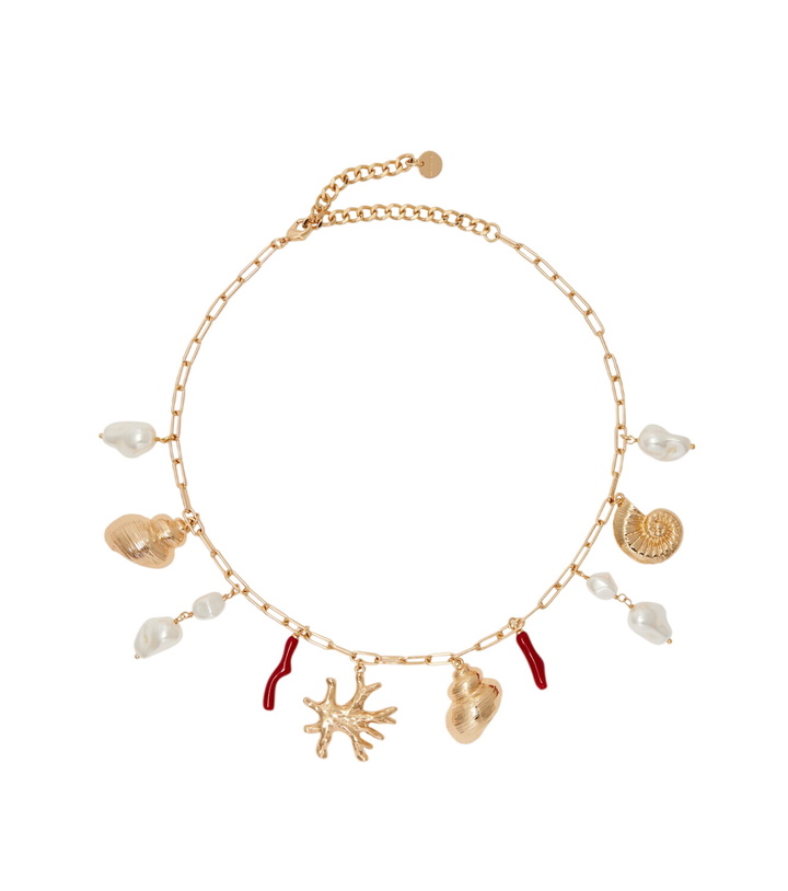Photo: Self-Portrait Faux pearl-embellished charm necklace