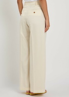LA Double J Loose Pleated Wide-leg Wool Trousers Ivory