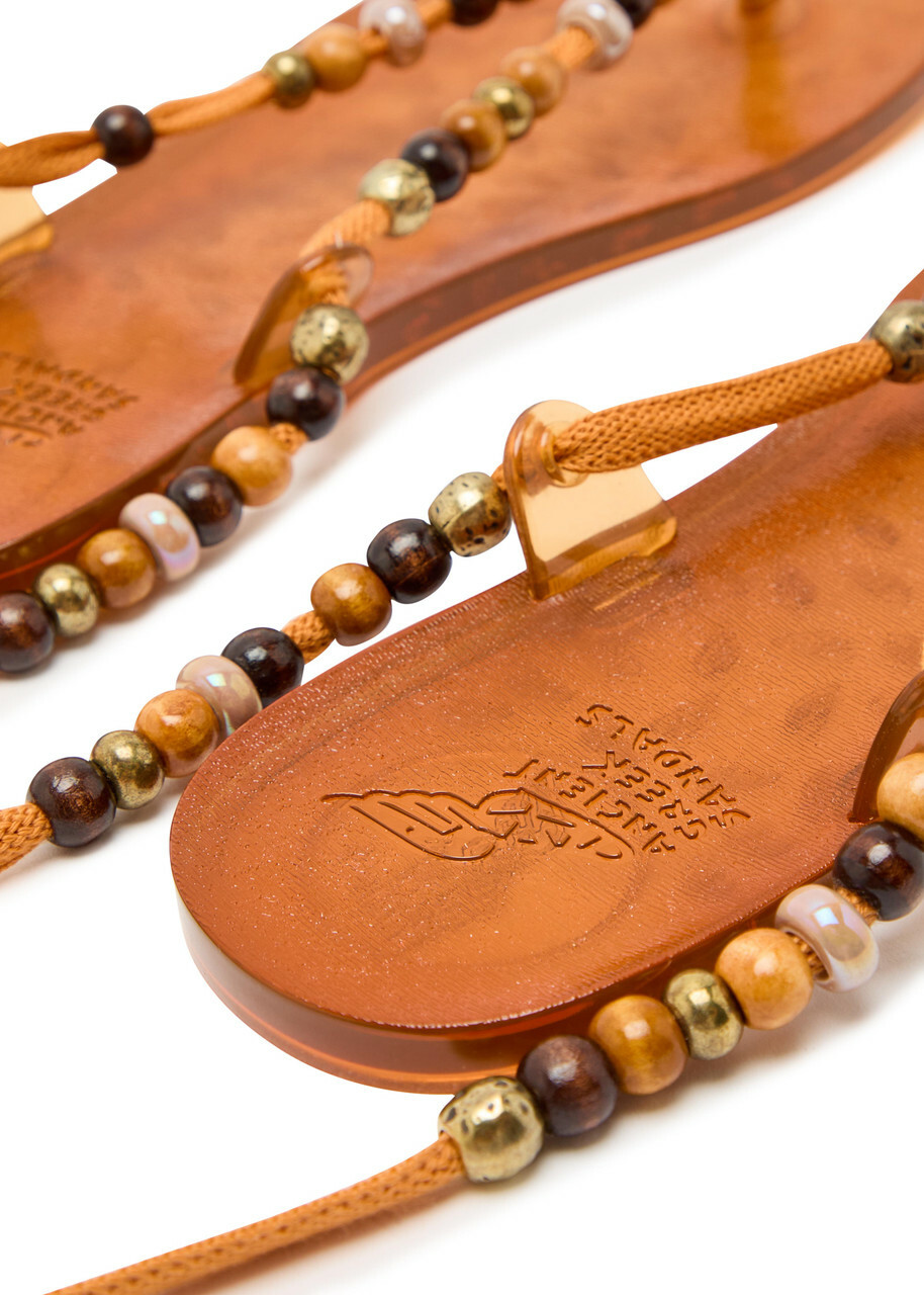 Ancient Greek Sandals Esther Beaded Jelly Sandals Camel