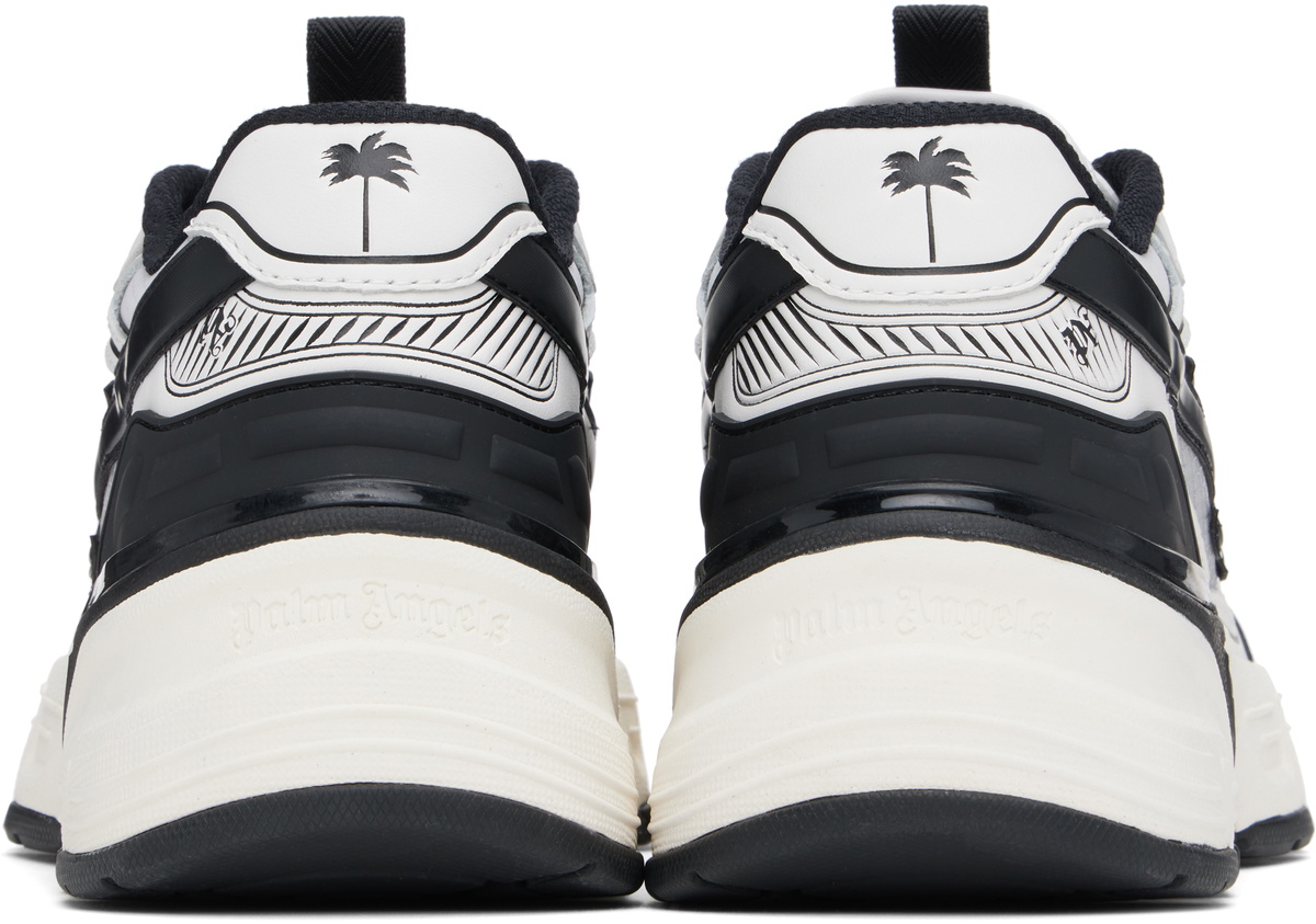 Palm Angels Black & White PA 4 Leather Sneakers