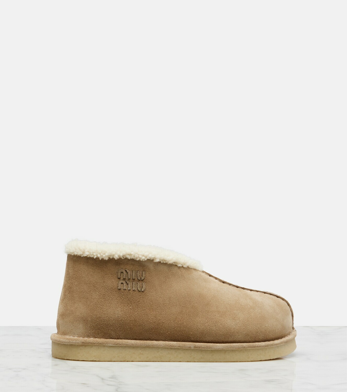 Miu Miu Shearling-lined suede ankle boots