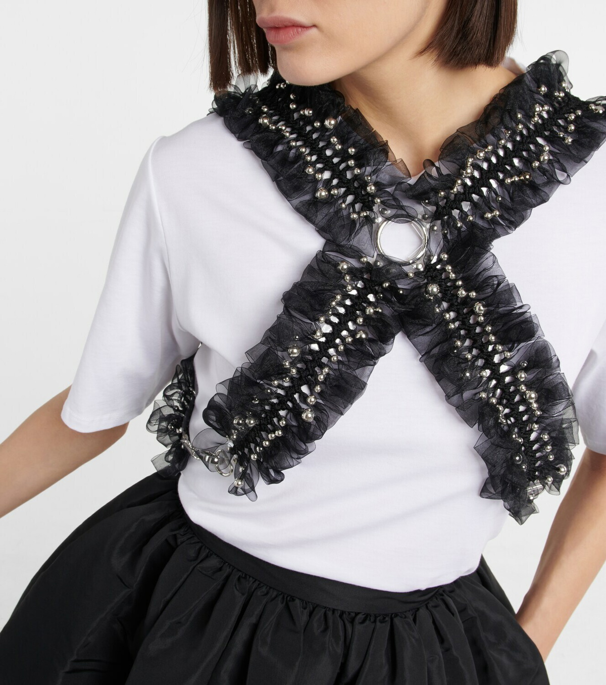 Noir Kei Ninomiya - Embellished harness-detail top