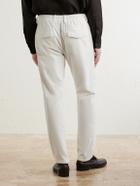 Eleventy - Straight-Leg Cotton-Blend Corduroy Drawstring Trousers - White