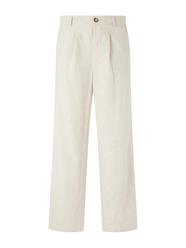 Photo: Oliver Spencer - Cotton and Linen-Blend Drawstring Trousers - Neutrals