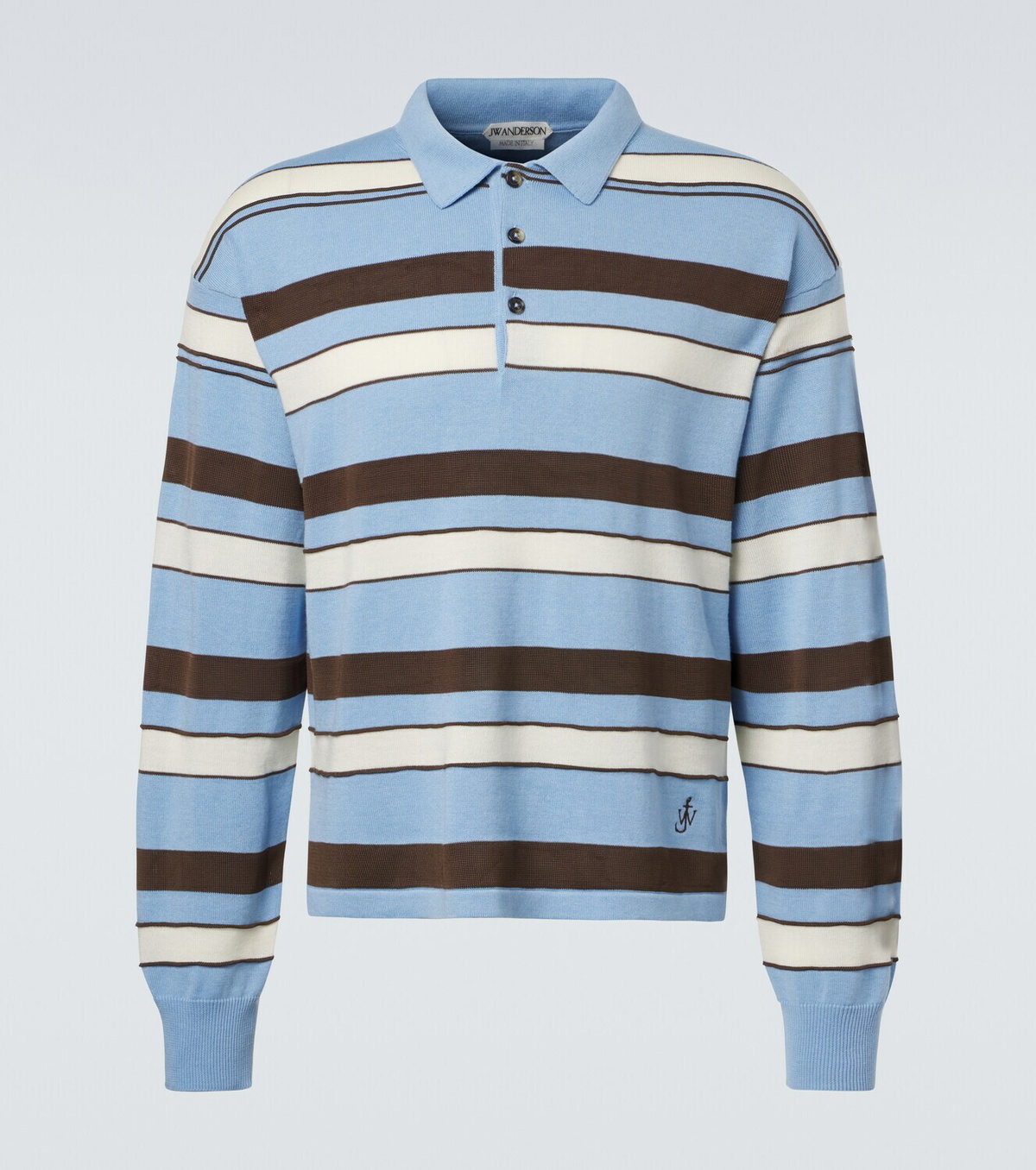JW Anderson Striped cotton and wool-blend polo shirt