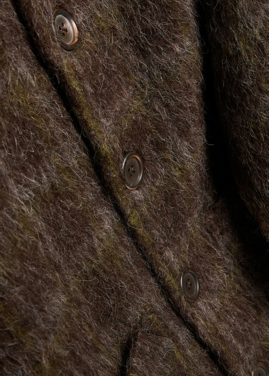 Our Legacy Checked Brushed Wool-blend Cardigan Multicoloured 1