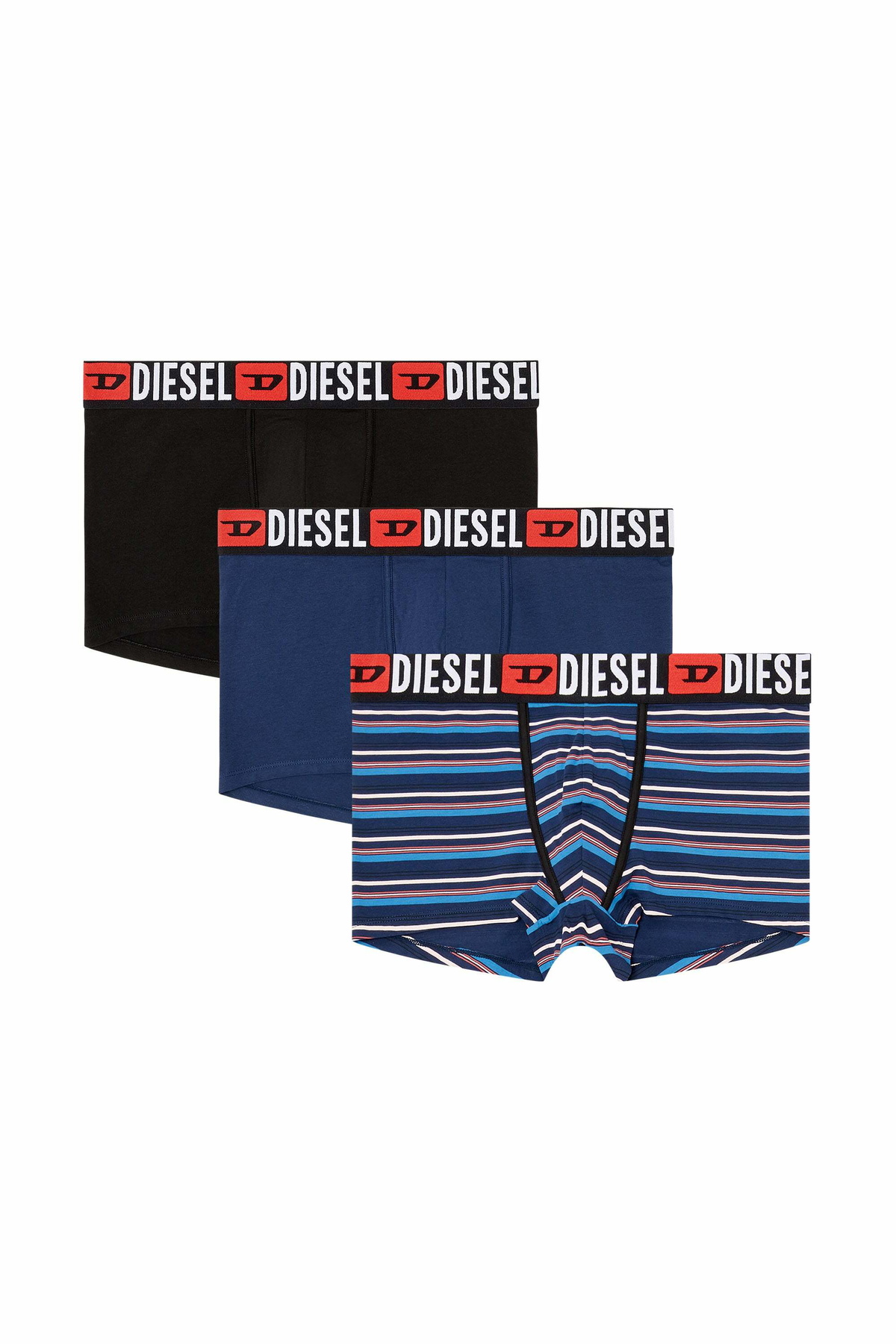 Diesel 3-pack of stretch cotton trunks with stripes - Trunks Mens in Multicolor
