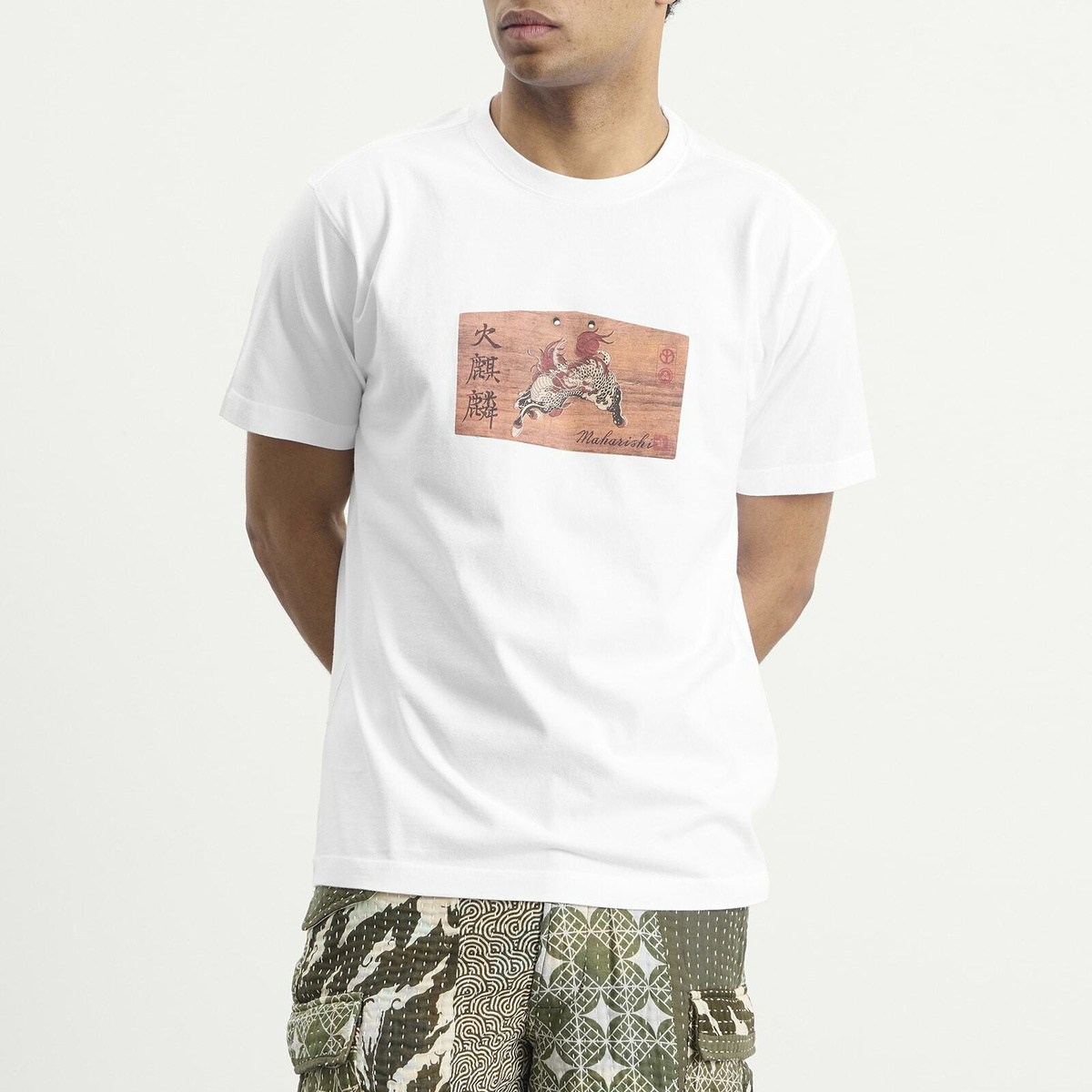 Maharishi Men's Ema Kirin Plaque T-Shirt in White