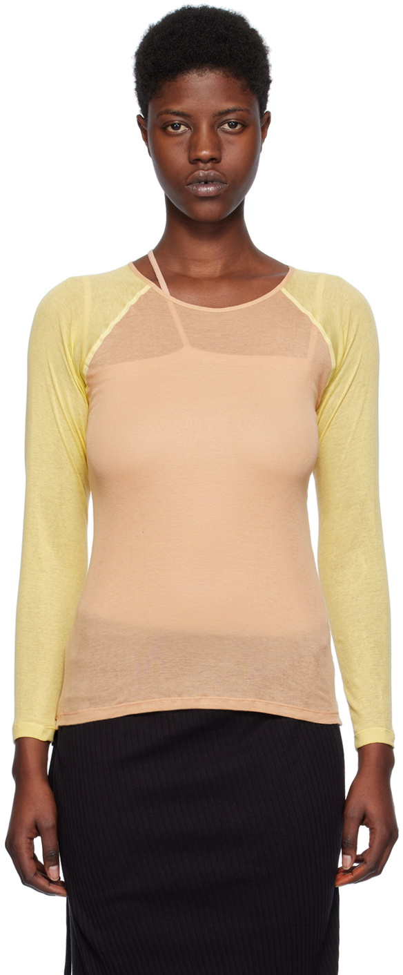 Baserange Beige & Yellow Gene Long Sleeve T-Shirt Baserange